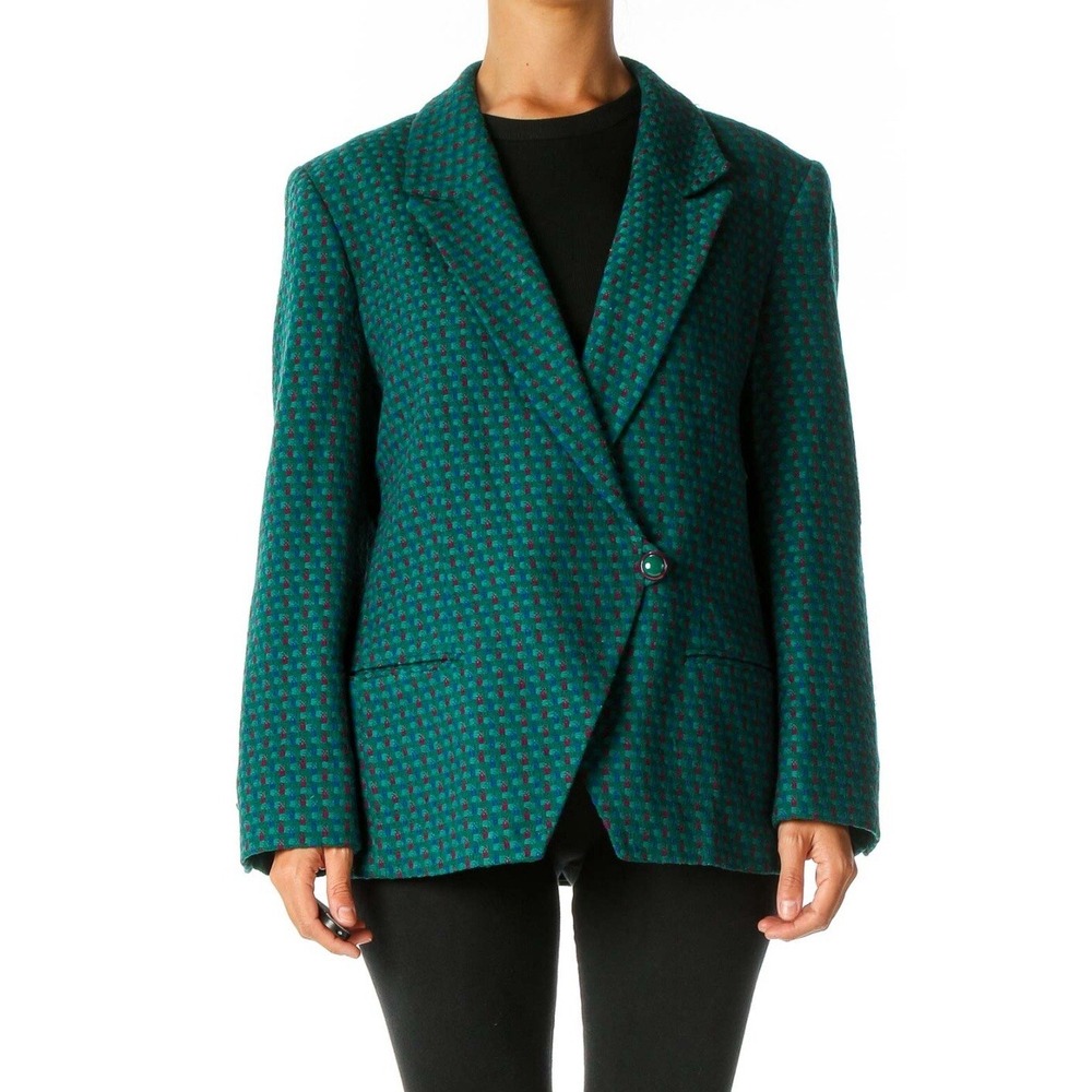 VTG Miss Pendleton Green Purple Blue Check Tweed Blazer Career Preppy Capsule 6‎